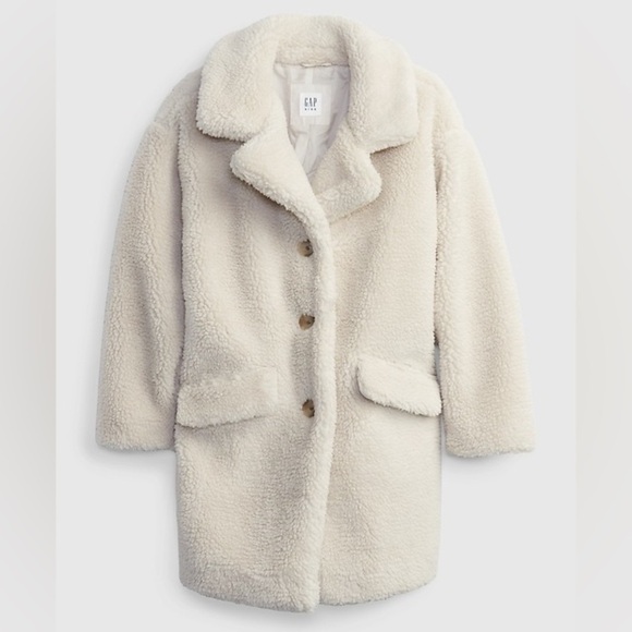 GAP Cream Sherpa Coat Puffer Girl's Jacket Size Small - Picture 1 of 10